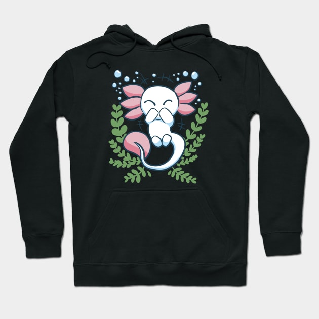 Giggling Axolotl - Cute Axolotl Design Hoodie by ApexDesignsUnlimited